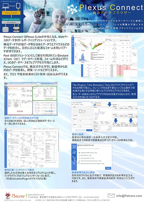 【PAT】化学情報と関連データーのWebベースの統合検索・参照システム『Plexus Connect』